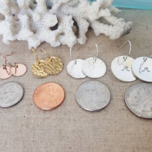 Coin Disc Dangle Earrings - Sterling, Gold, or Rose Gold