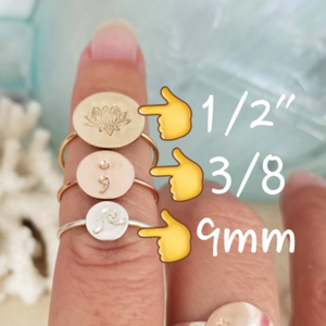 Custom Design Stamp Disc Ring - Sterling, Gold, or Rose Gold