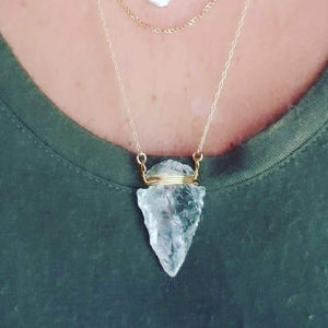 The "Steph" - Crystal Quartz Arrowhead Necklace - Sterling or Gold