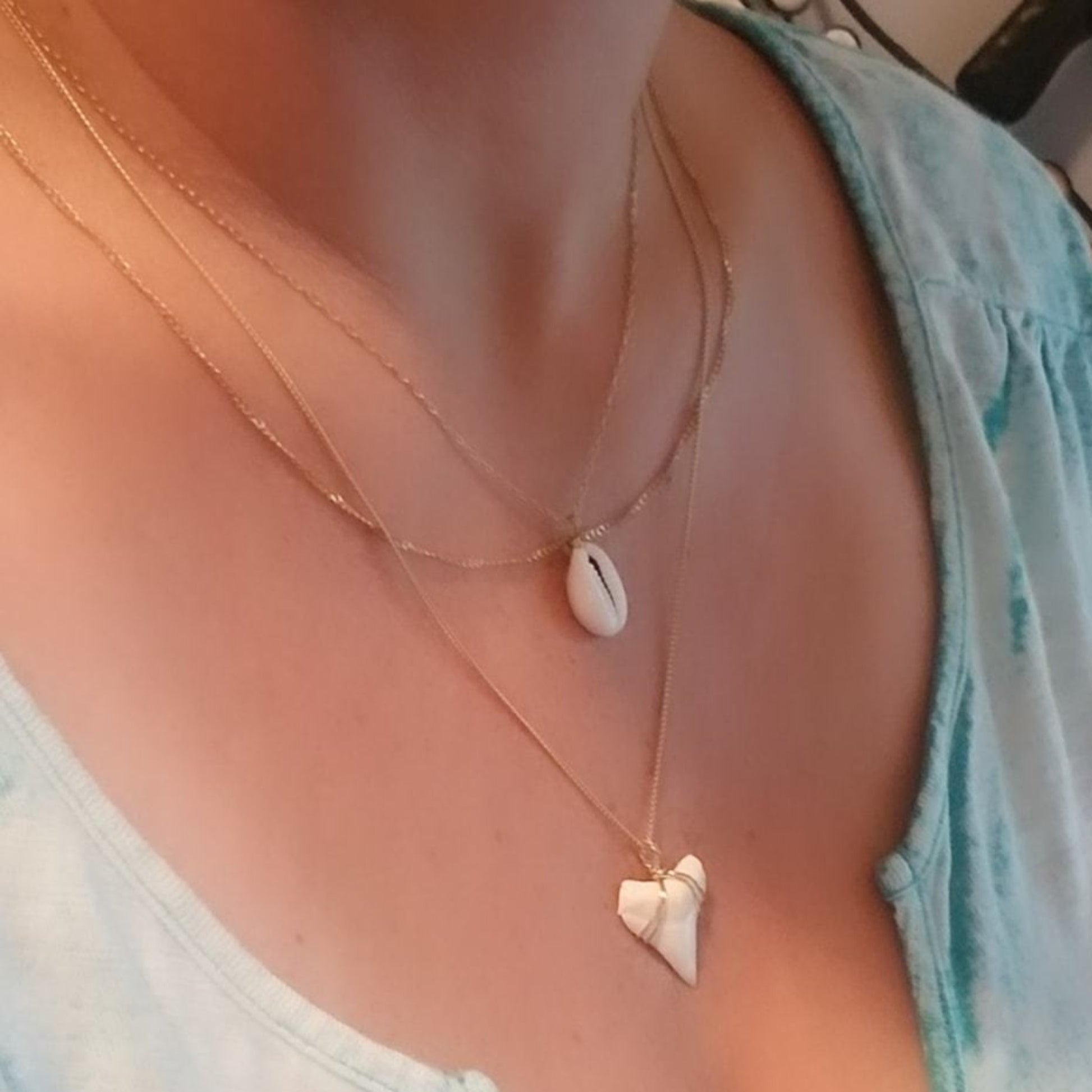 The "Annesa" - Real Shark Tooth Layering Necklace - Sterling or Gold