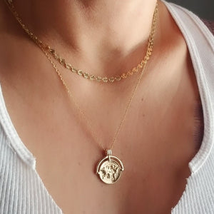 The "Aleecia" - Globe World Traveler Coin Disc Necklace - Sterling or Gold
