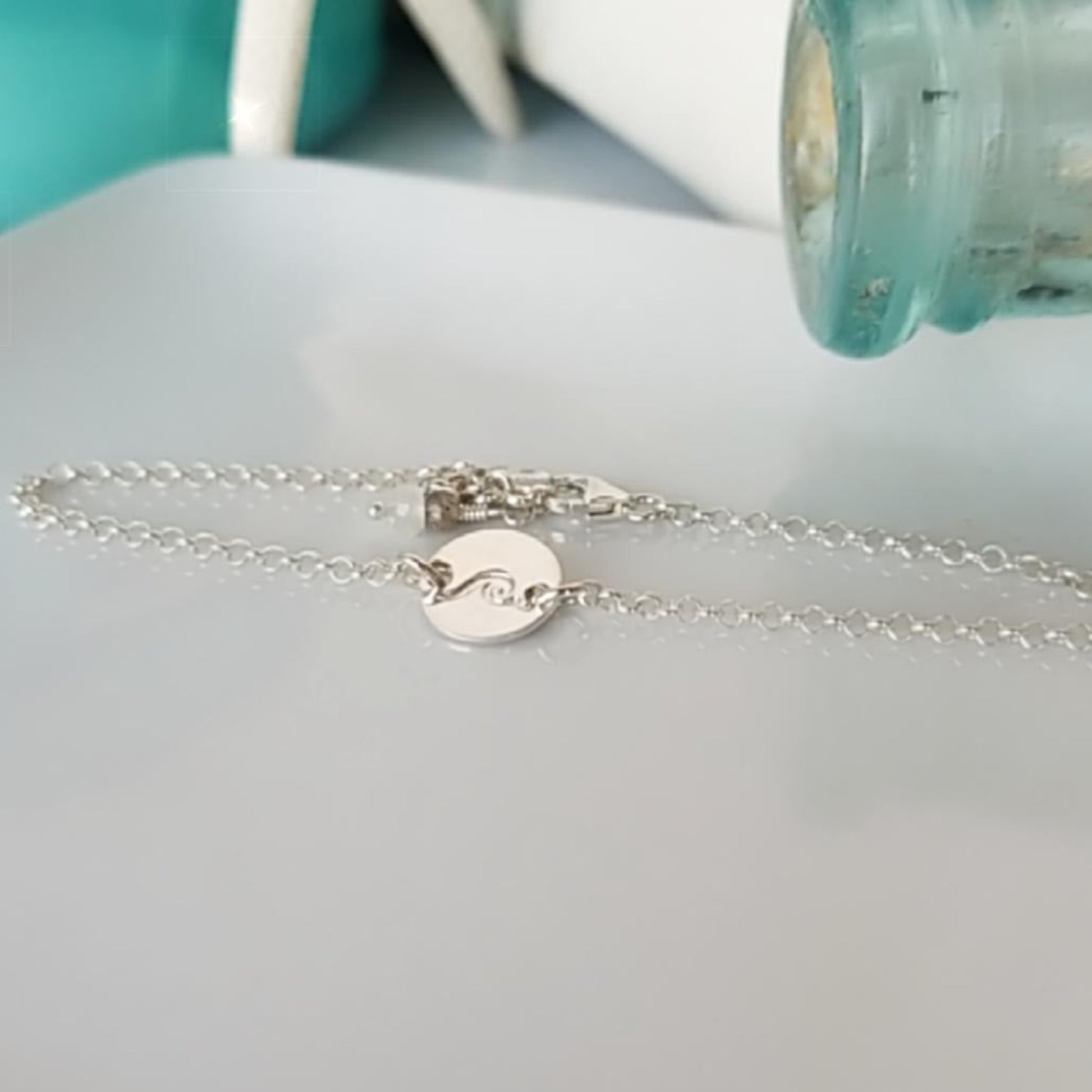 Custom Wave Disc Bracelet - Sterling, Gold, or Rose Gold