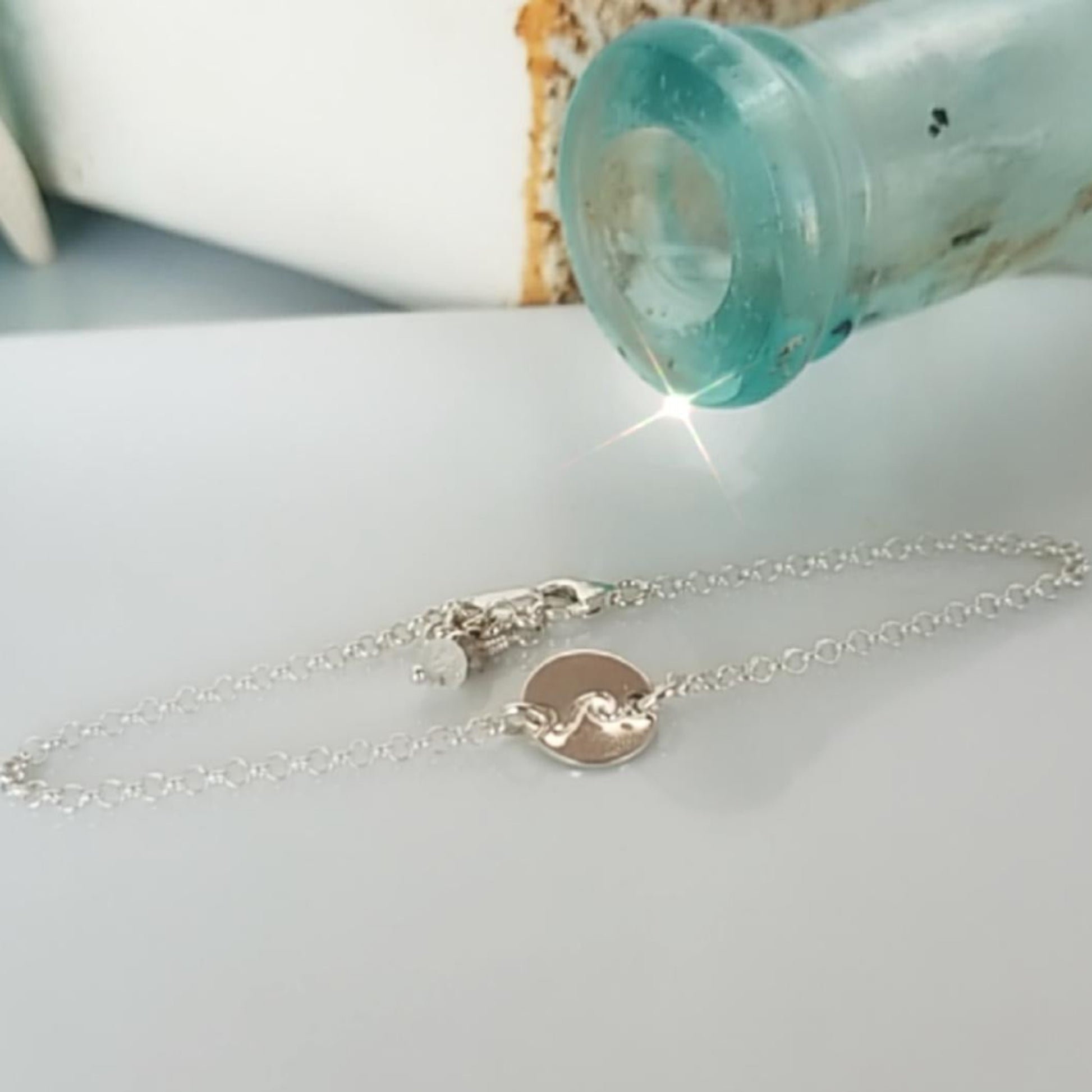 Custom Wave Disc Bracelet - Sterling, Gold, or Rose Gold