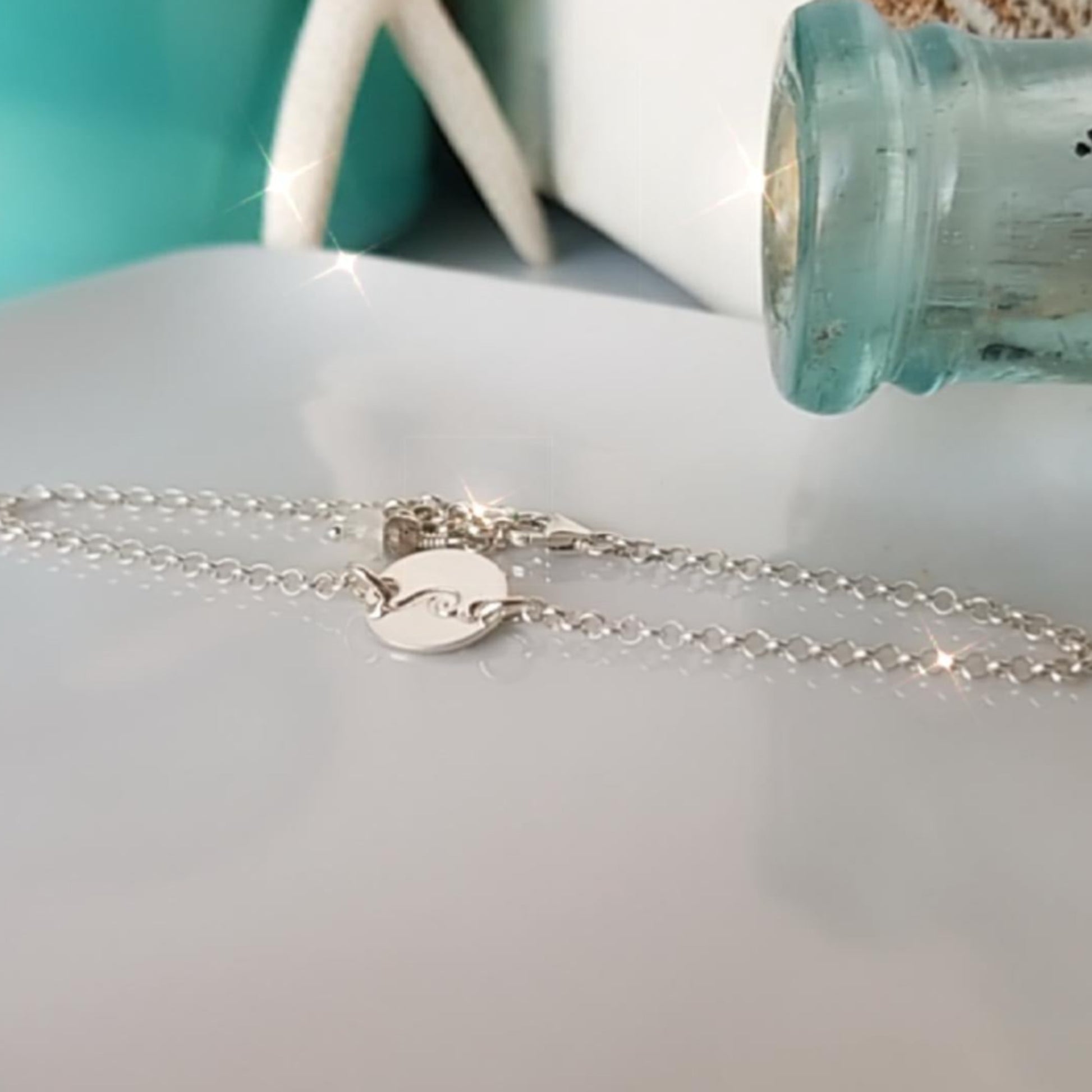 Custom Wave Disc Bracelet - Sterling, Gold, or Rose Gold