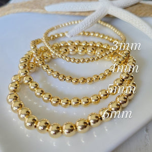 Gold Beaded Layering Bracelet - 3mm, 4mm, 5mm, 6mm