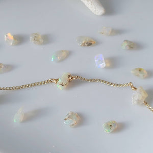 Herkimer Diamond or Raw Opal Chip Dainty Stacking Bracelet - Sterling Silver or Gold