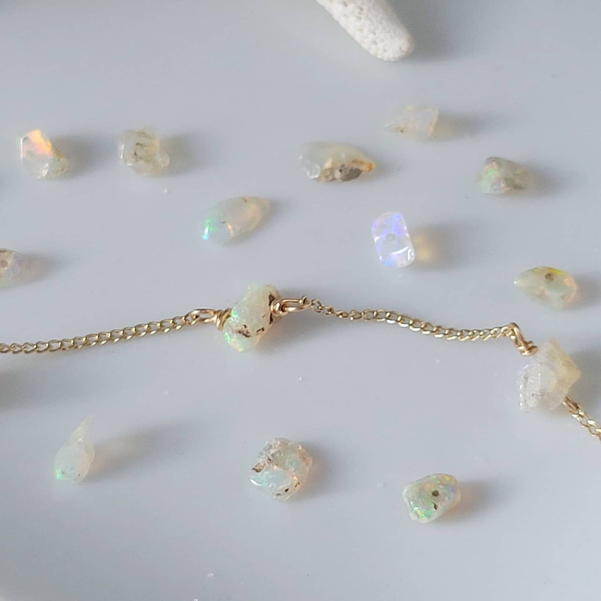 Multi Raw Opal Chip Necklace - Sterling, Gold or Rose Gold