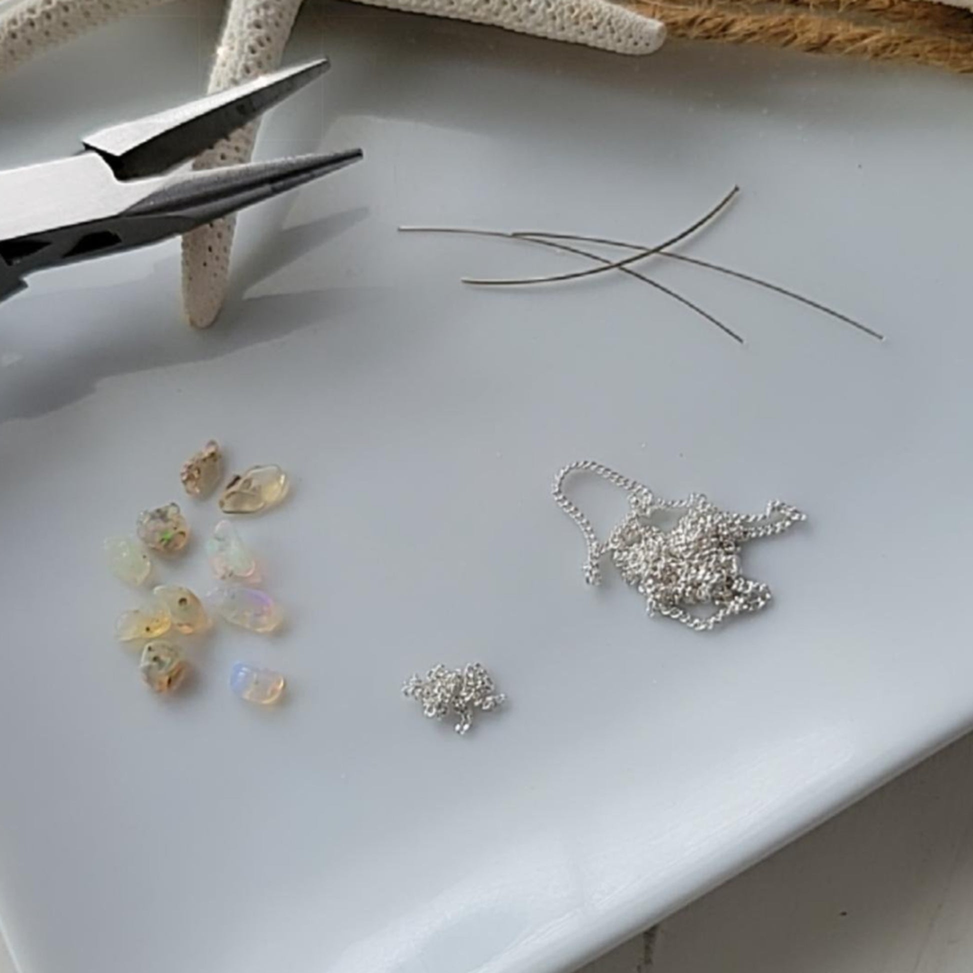 Herkimer Diamond or Raw Opal Chip Dainty Stacking Bracelet - Sterling Silver or Gold