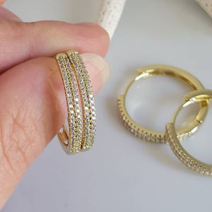 Cubic Zirconia Pave Gold Hoop Earrings