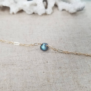 Natural Labradorite Necklace - Sterling or Gold