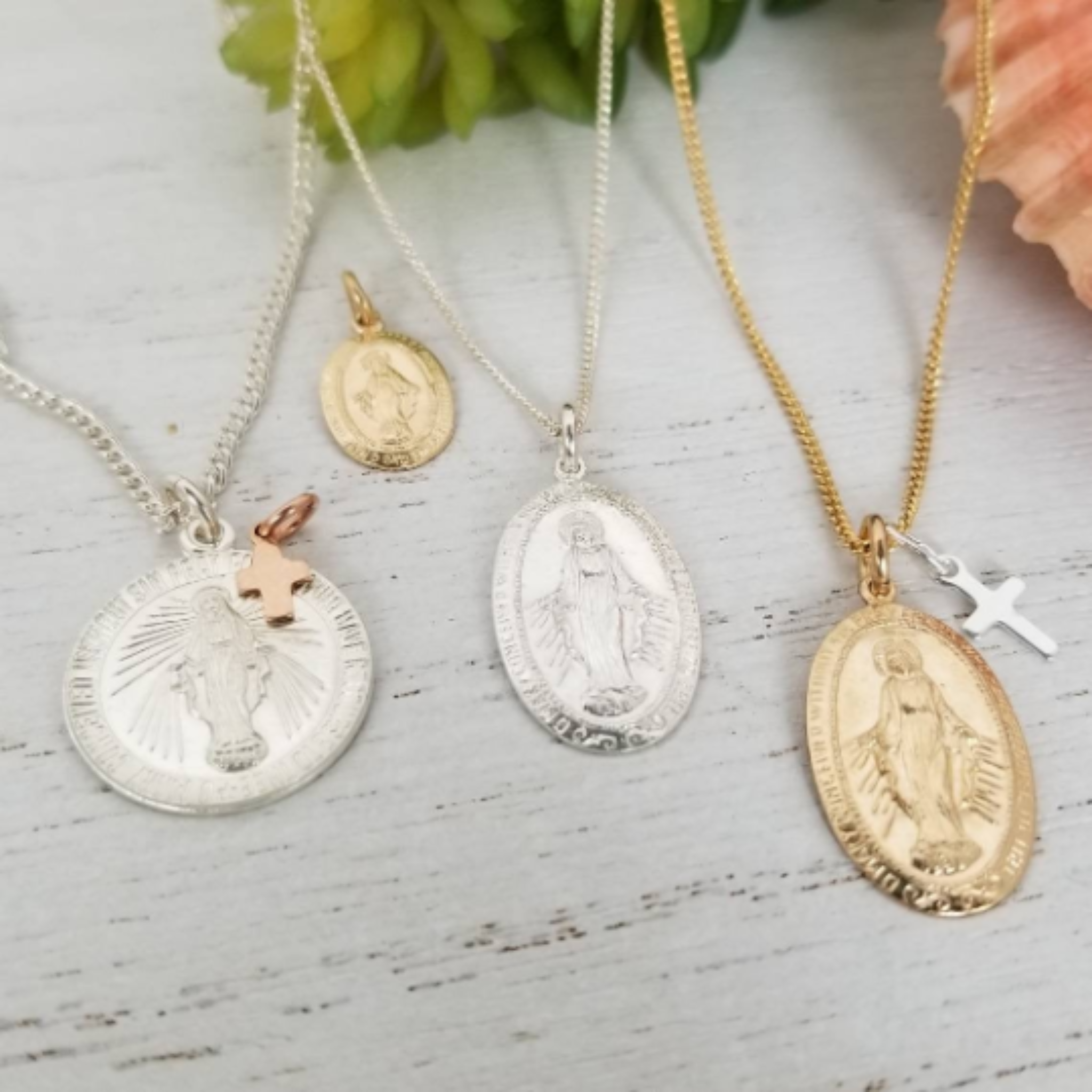 Saint Mary/Mother Mary Religious Coin Necklace - Sterling or Gold