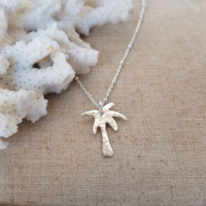 Palm Tree, Pineapple or Whale Tail Disc Necklace - Sterling Silver