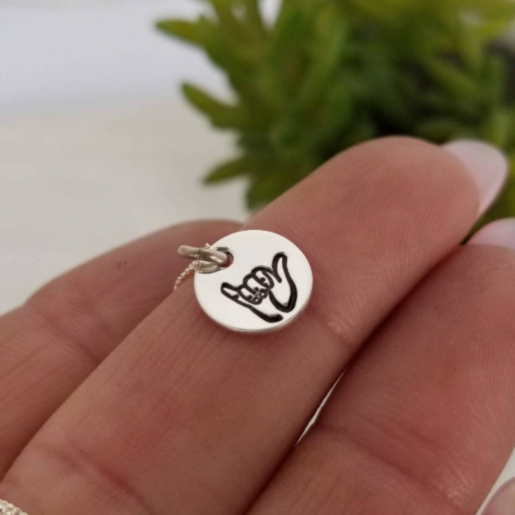 Shaka Hang Loose Hand Gesture Necklace - Sterling, Gold or Rose Gold