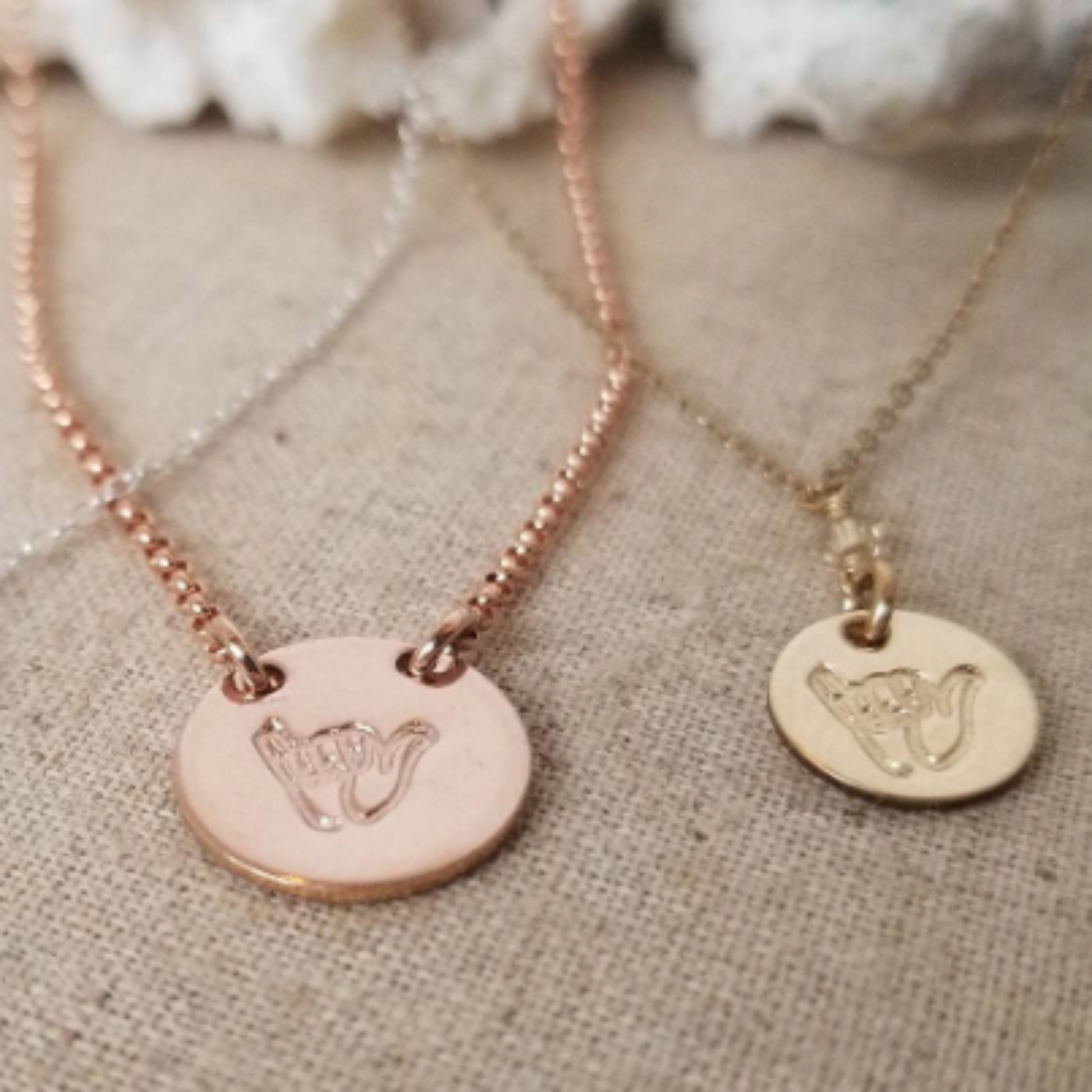 Shaka Hang Loose Hand Gesture Necklace - Sterling, Gold or Rose Gold