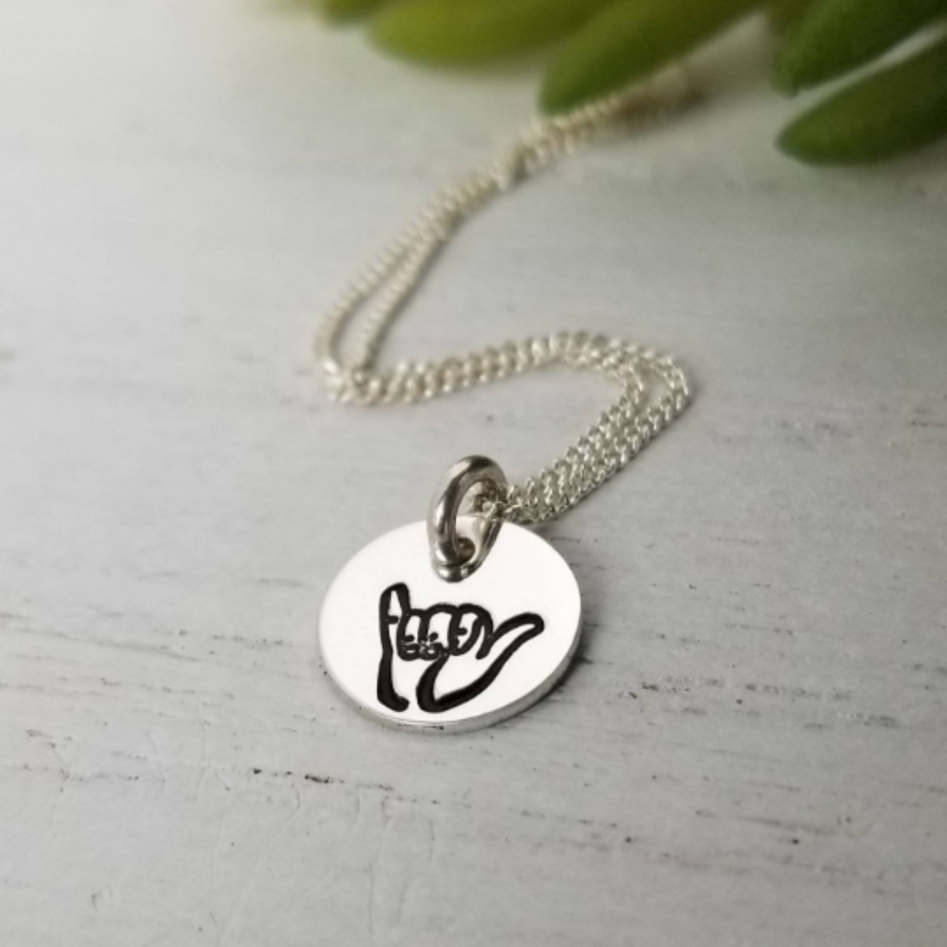 Shaka Hang Loose Hand Gesture Necklace - Sterling, Gold or Rose Gold