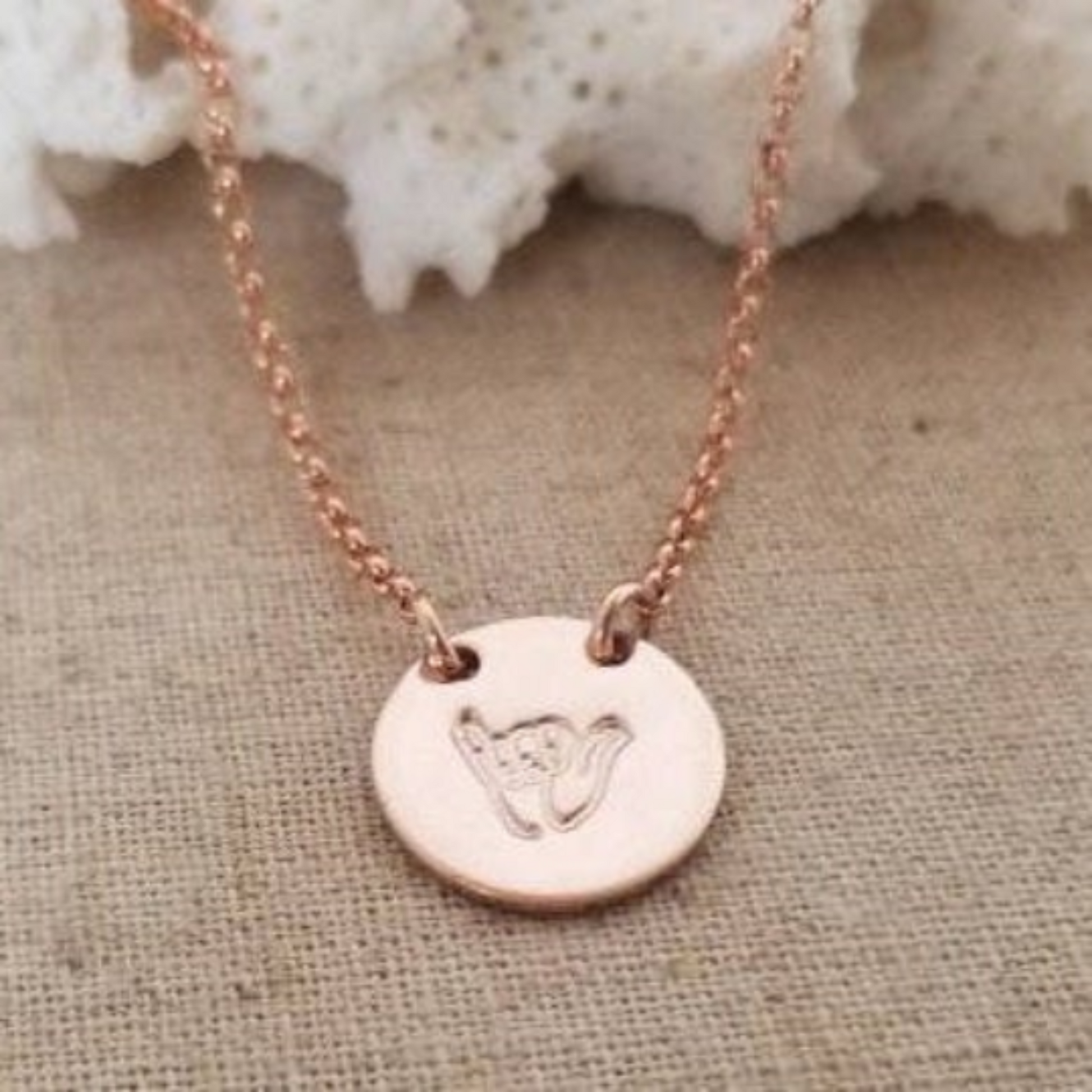 Shaka Hang Loose Hand Gesture Necklace - Sterling, Gold or Rose Gold