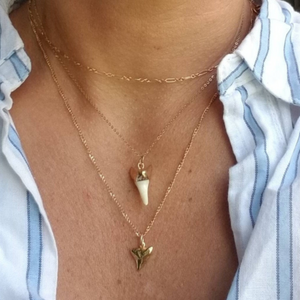 Dainty Shark Tooth Layering Necklace - Sterling, Gold or Rose Gold