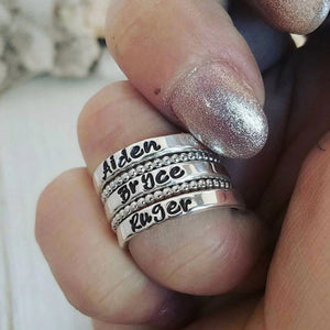 3mm Custom Stacking Name Ring - Sterling Silver