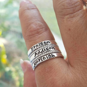 3mm Custom Stacking Name Ring - Sterling Silver