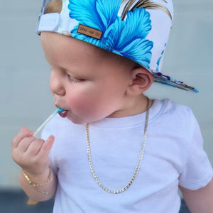 Children's Small Gold Cuban Chain Necklace With Initial Pendant