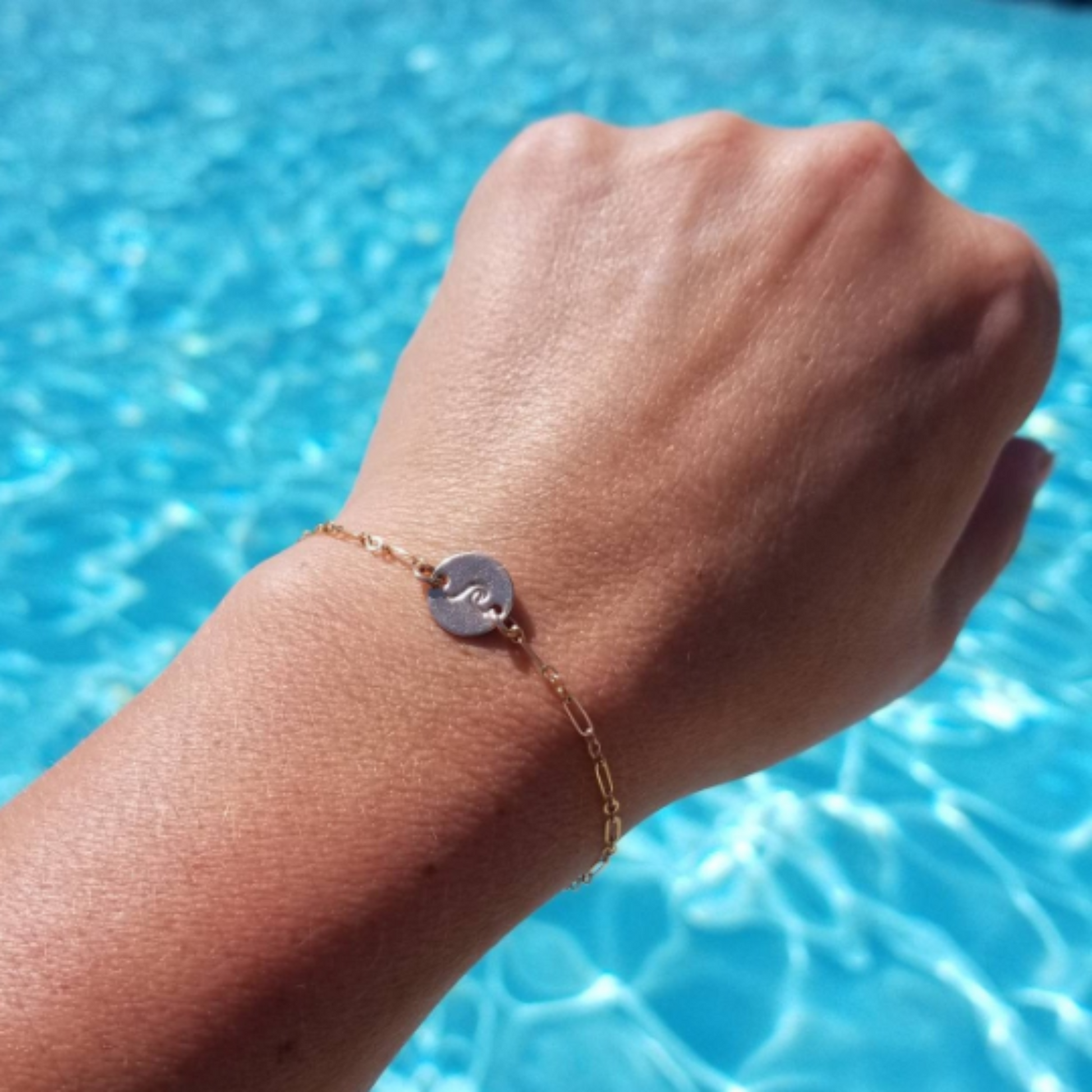 Custom Wave Disc Bracelet - Sterling, Gold, or Rose Gold