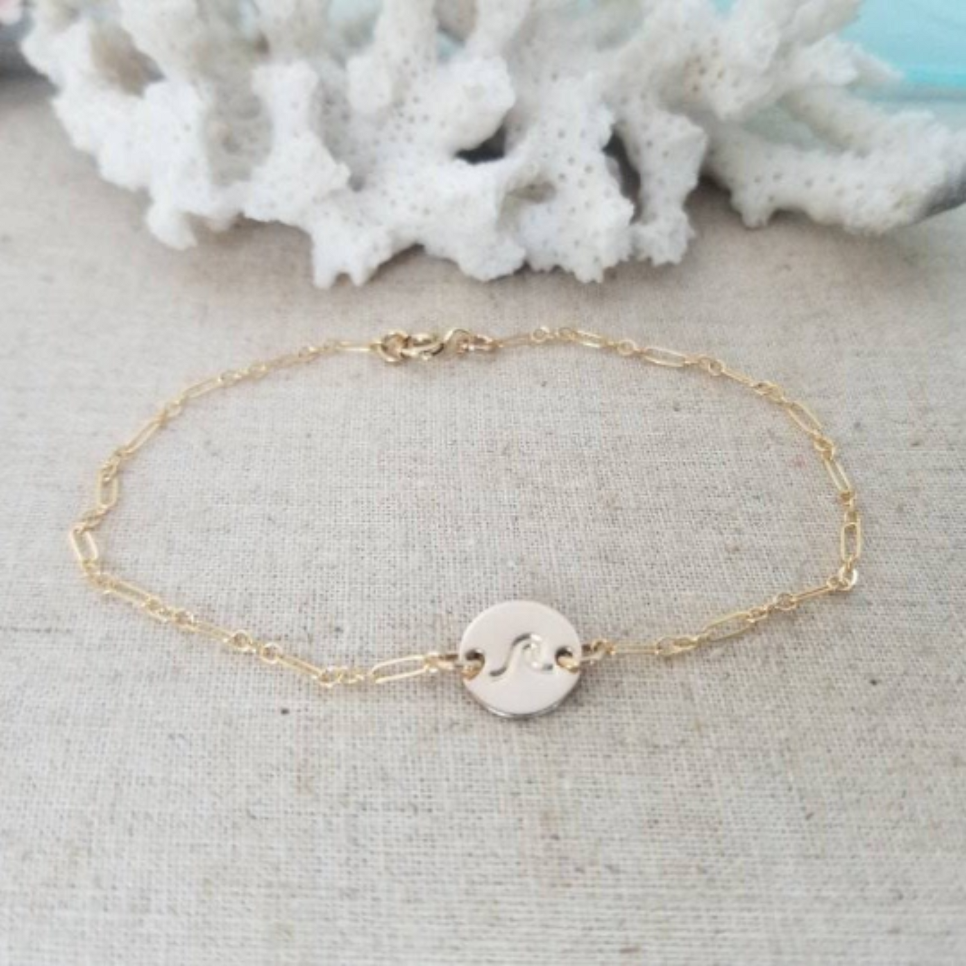 Custom Wave Disc Bracelet - Sterling, Gold, or Rose Gold