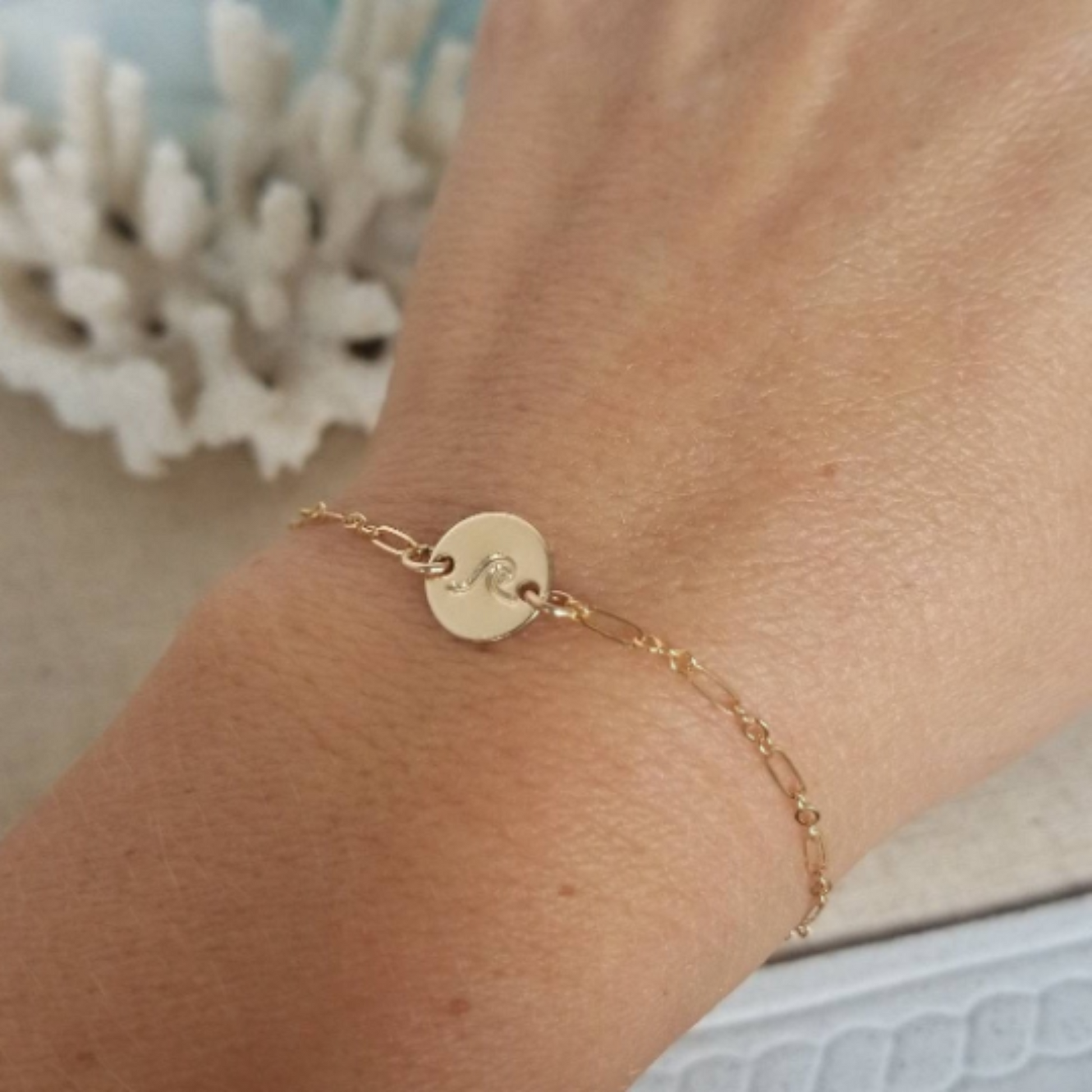 Custom Wave Disc Bracelet - Sterling, Gold, or Rose Gold