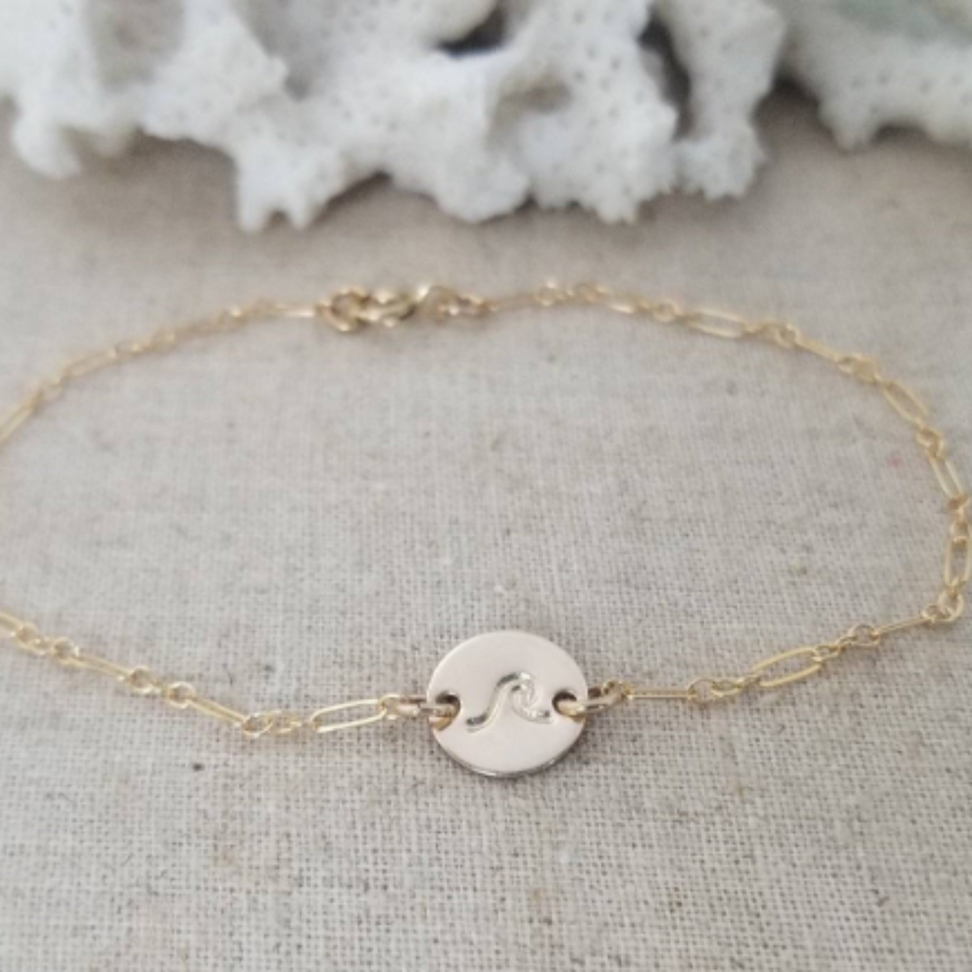 Custom Wave Disc Bracelet - Sterling, Gold, or Rose Gold