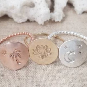 Custom Design Round Disc Ring - Sterling, Gold, or Rose Gold