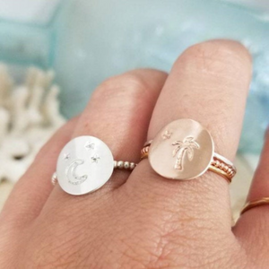 Custom Design Round Disc Ring - Sterling, Gold, or Rose Gold