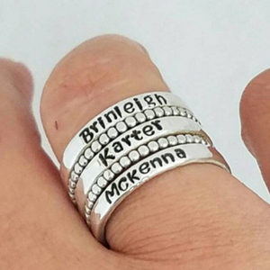 5pc 3mm Custom Name Stacking Ring Set - Sterling Silver