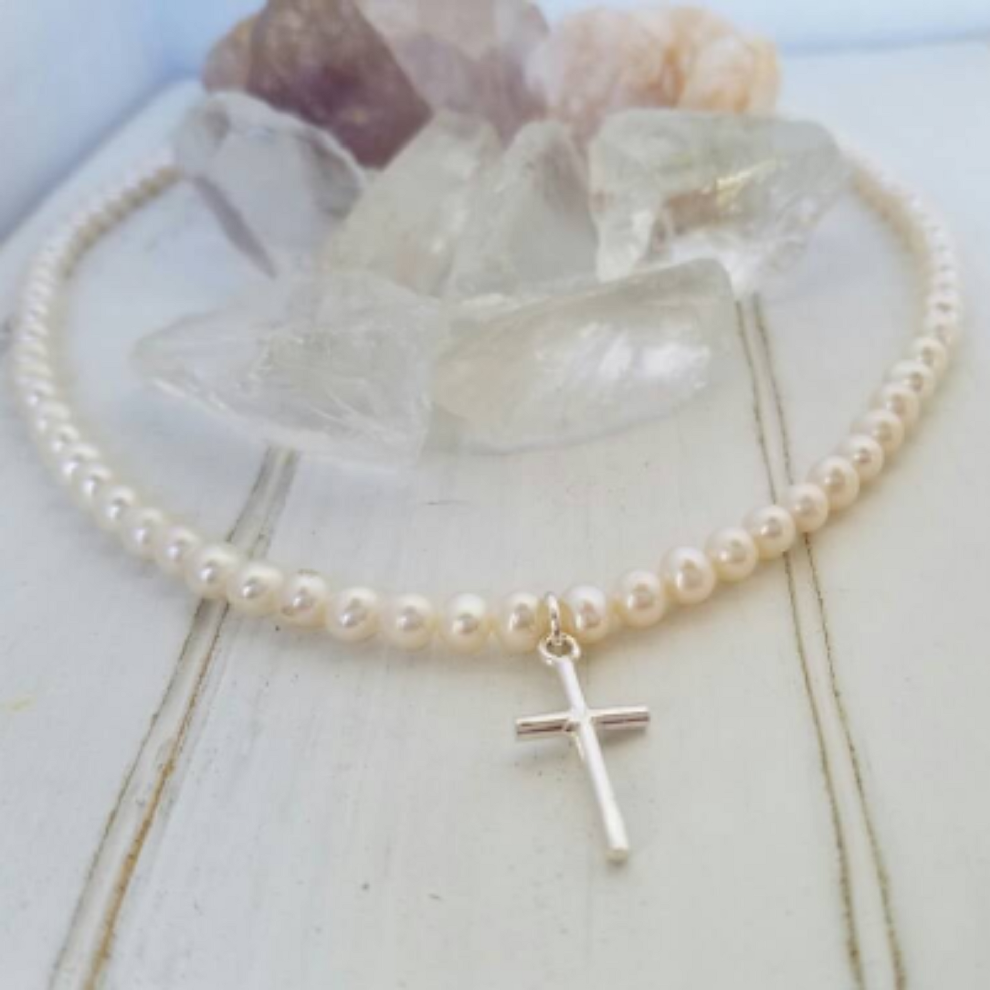 AAA Freshwater Pearl Necklace and Bracelet Set - Sterling Silver