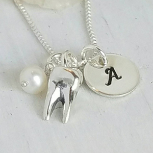 Dental Hygienist Tooth Necklace - Sterling Silver