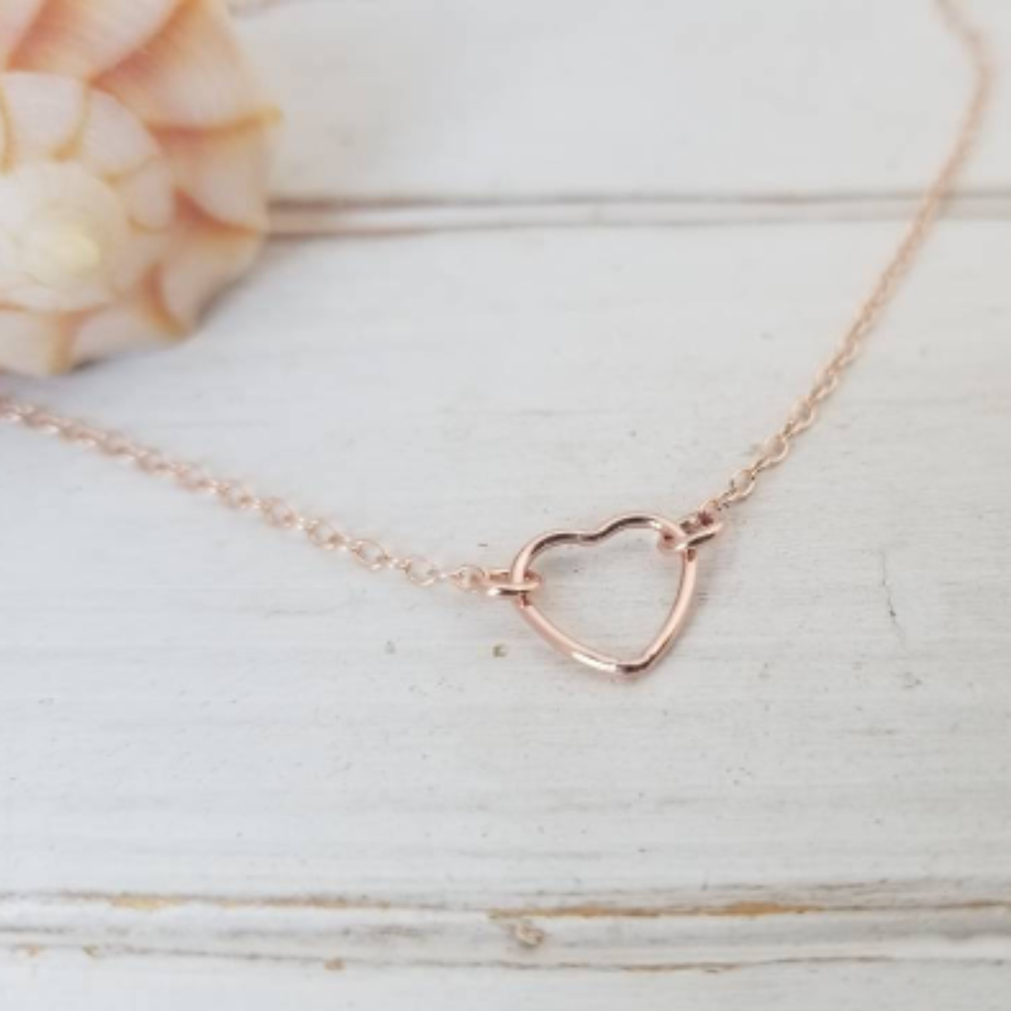Dainty Open Heart Necklace - Sterling, Gold, or Rose Gold