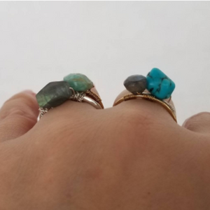 Natural Stone Boho Ring - Sterling or Gold