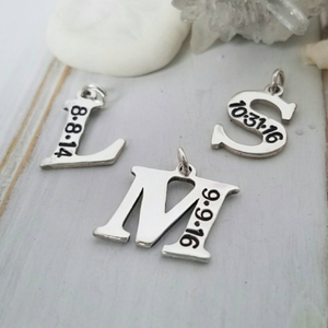 Add On Date and Initial Charm - Sterling Silver