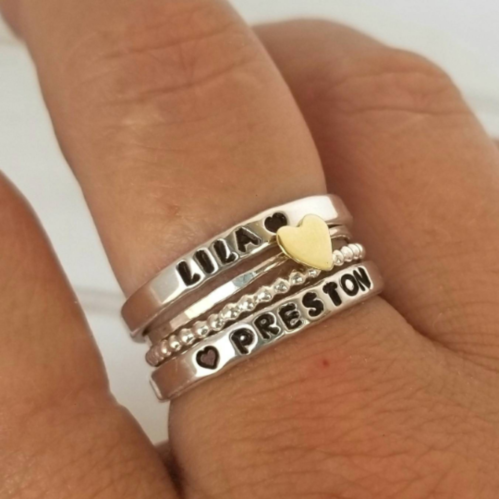 Personalized stackable name ring deals