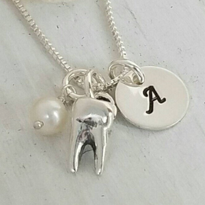 Dental Hygienist Tooth Necklace - Sterling Silver