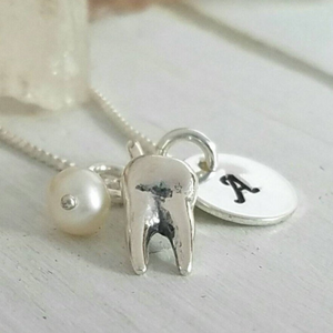 Dental Hygienist Tooth Necklace - Sterling Silver