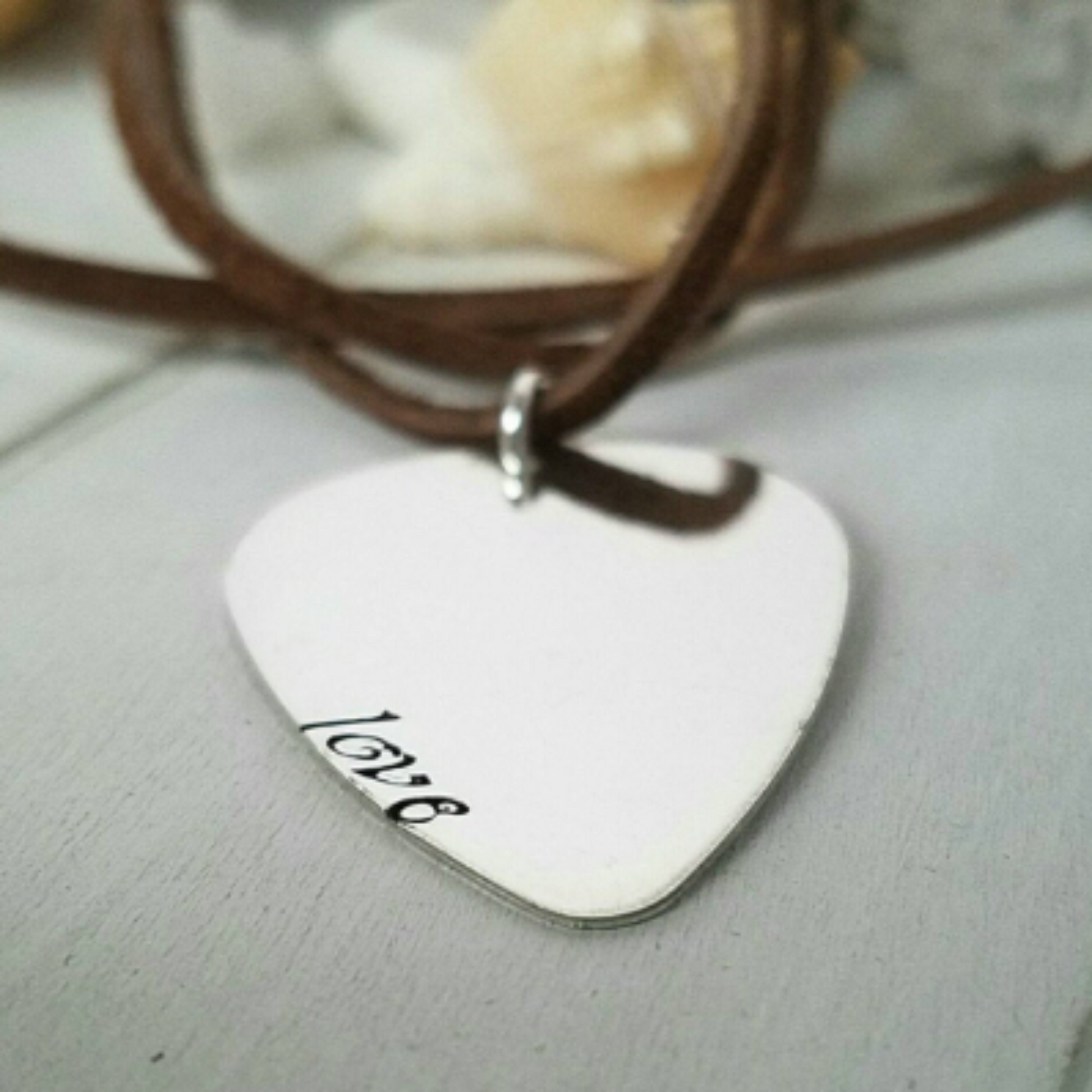 Custom Guitar Pick Necklace - Sterling Silver
