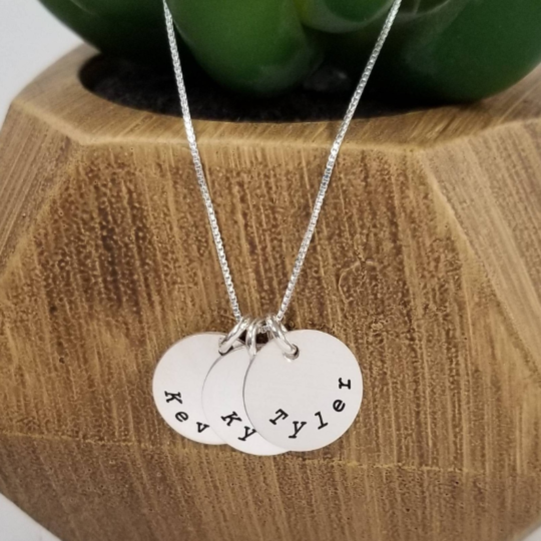 Circle Name Disc Necklace - 1/2 Inch - Sterling Silver