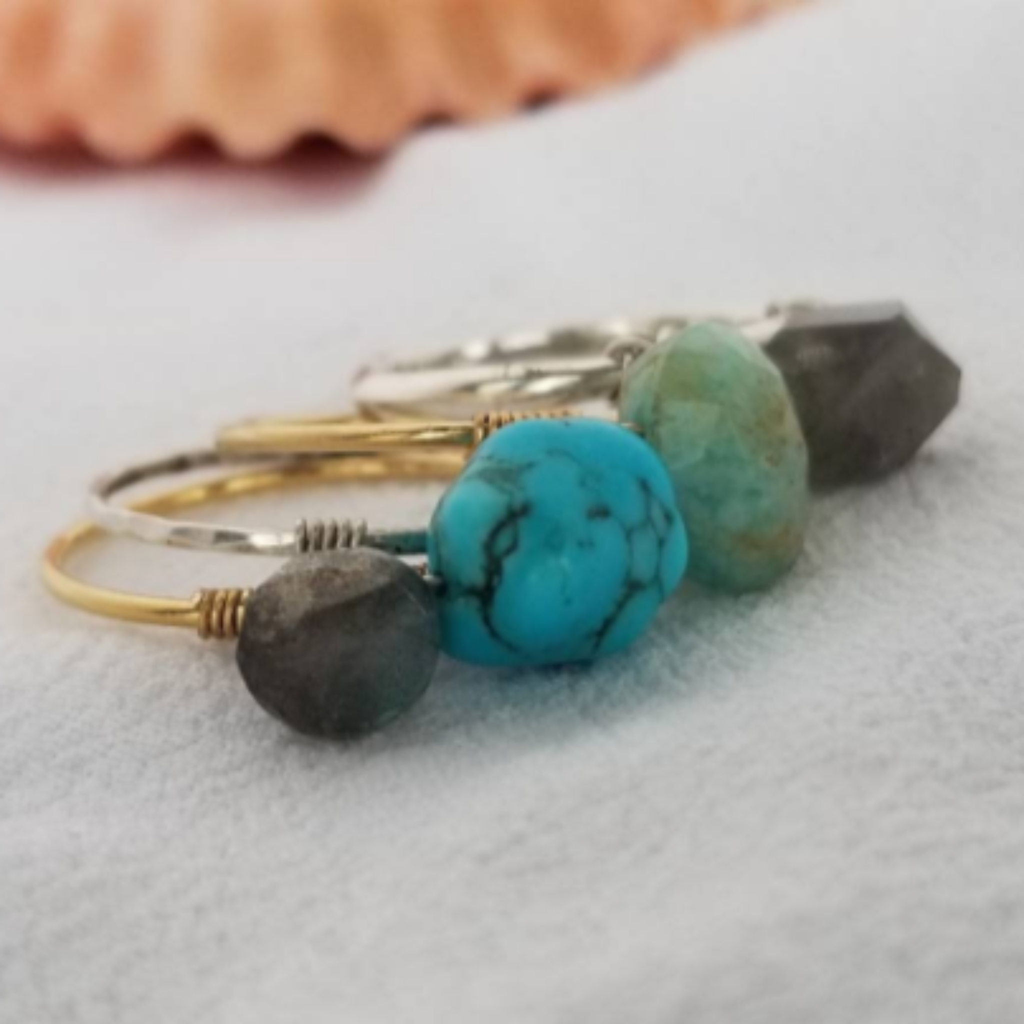 Natural Stone Boho Ring - Sterling or Gold