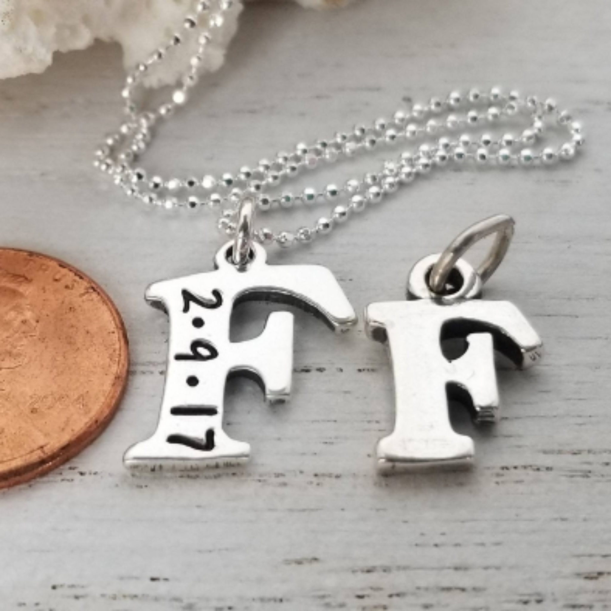 Sterling Silver Birth Date Initial Necklace