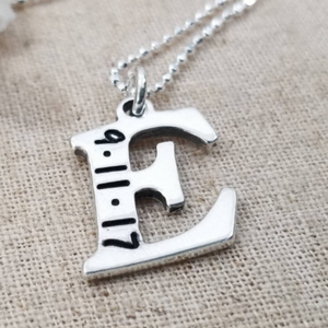 Sterling Silver Birth Date Initial Necklace