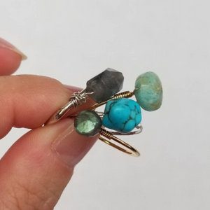 Natural Stone Boho Ring - Sterling or Gold