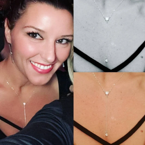 Lariat Crystal Drop Necklace - Y Necklace - Sterling or Gold