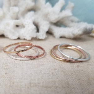 5pc 3mm Custom Name Stacking Ring Set - Sterling Silver