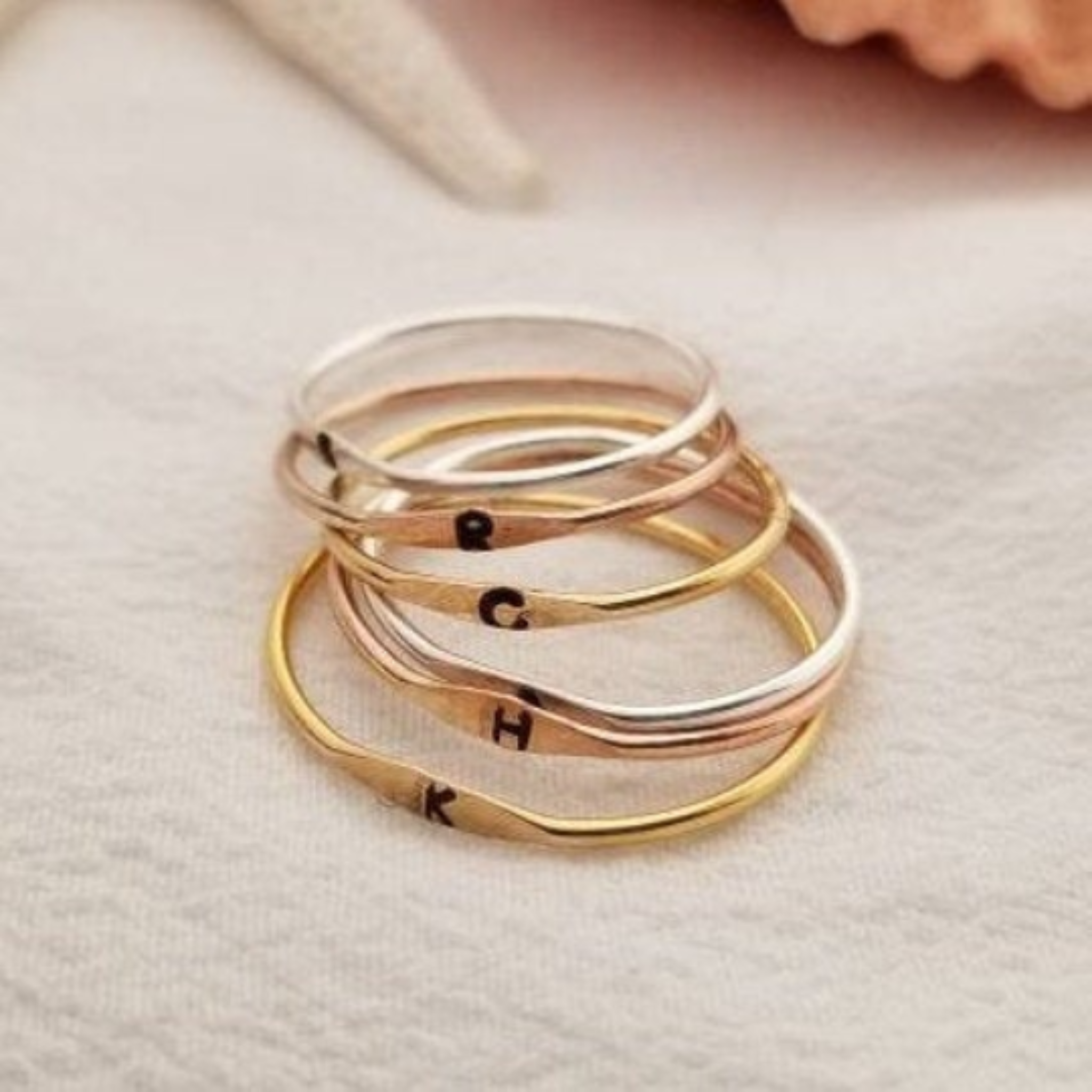 Tiny Personalized Initial Ring - Sterling, Gold or Rose Gold
