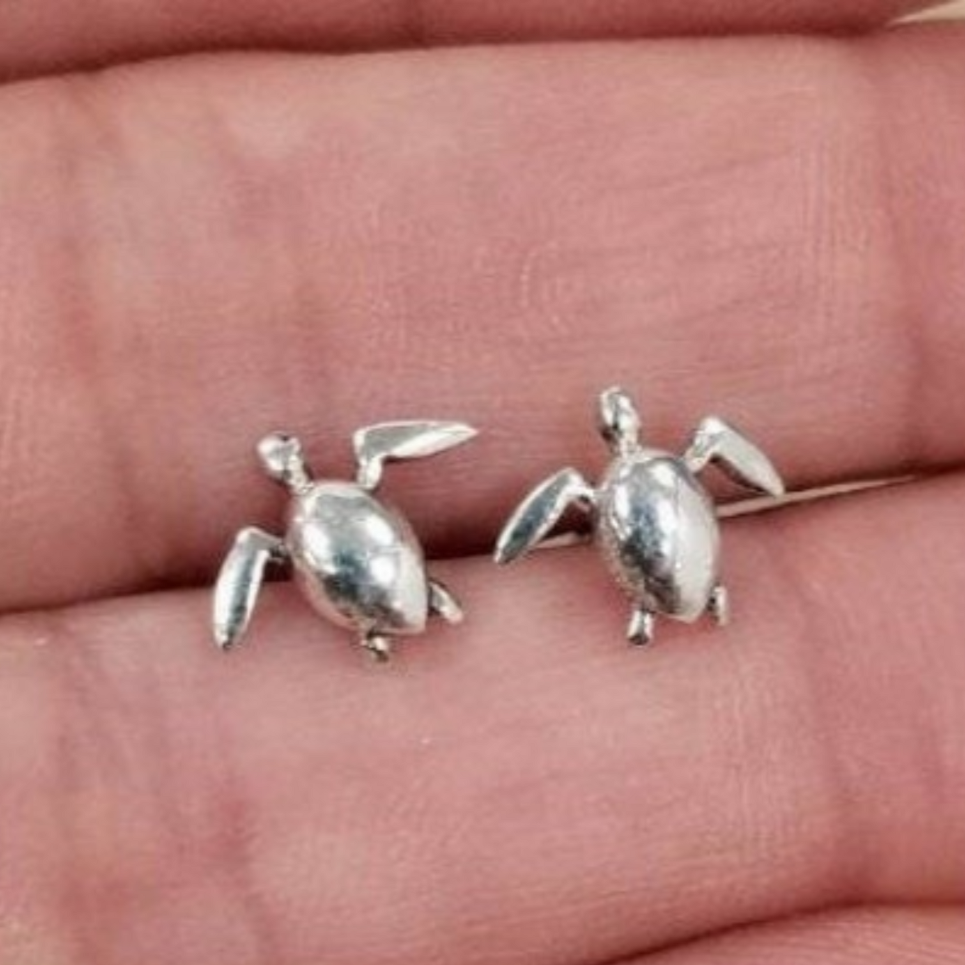 Beach Style Sterling Silver Stud Earrings - Sea Turtle, Wave, Pineapple, Sand Dollar or Palm Tree
